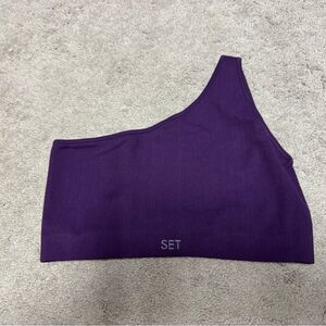 Set active sculptflex ribbed one shoulder bra in purple